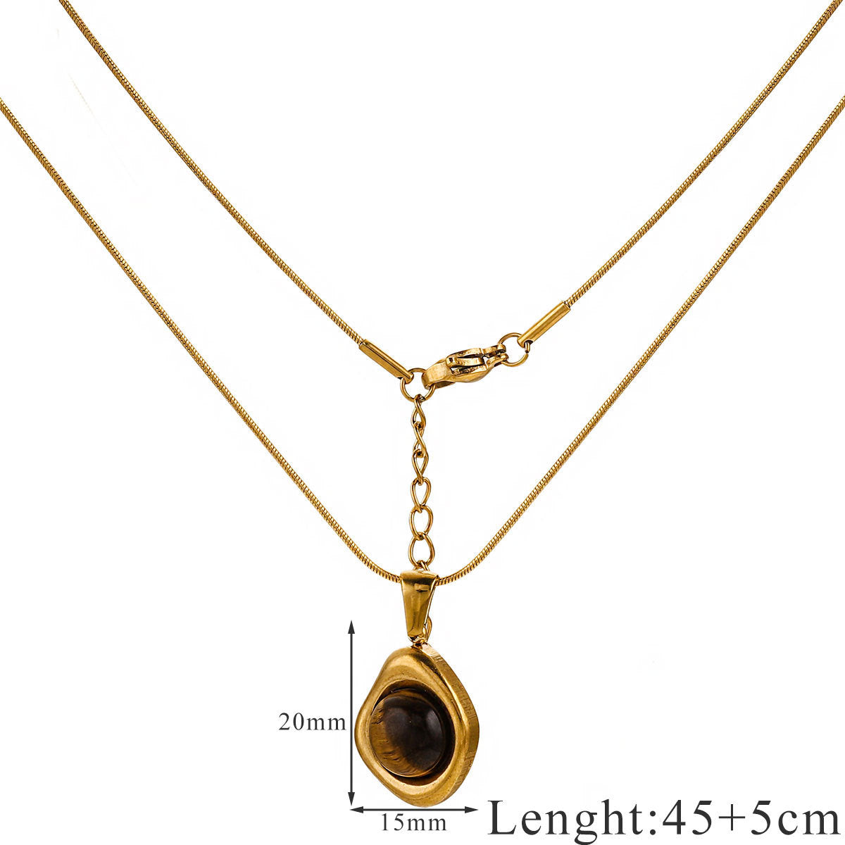 Wholesale Titanium Steel Tiger Eye Stone Pendant Necklace Accessory
