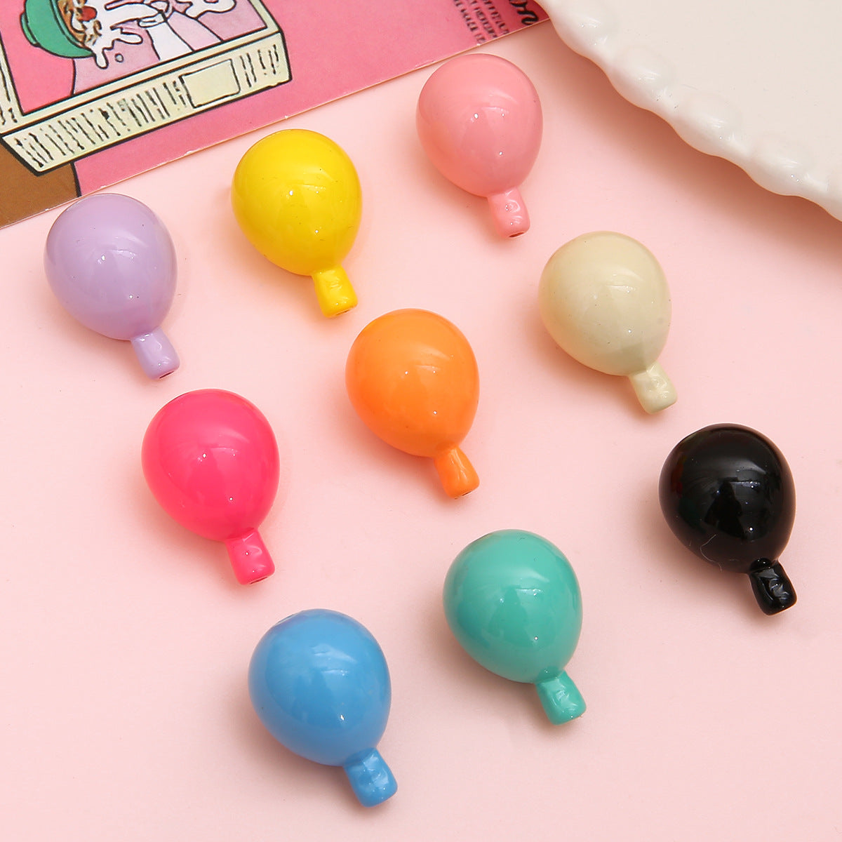 Wholesale Acrylic Solid Color Through Hole Balloon Beads