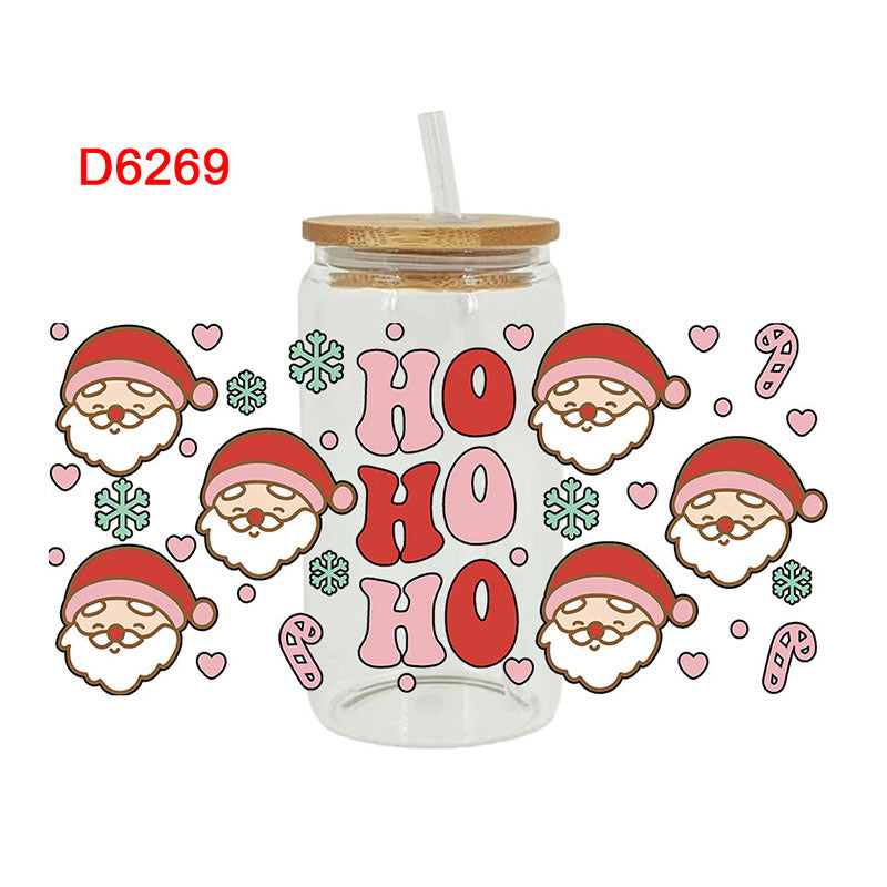 Wholesale  Cartoon Santa Claus 16oz Cup UV DTF Wraps