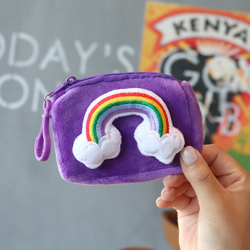 Wholesale Square Candy Colored Rainbow Plush Card Bag Keychain