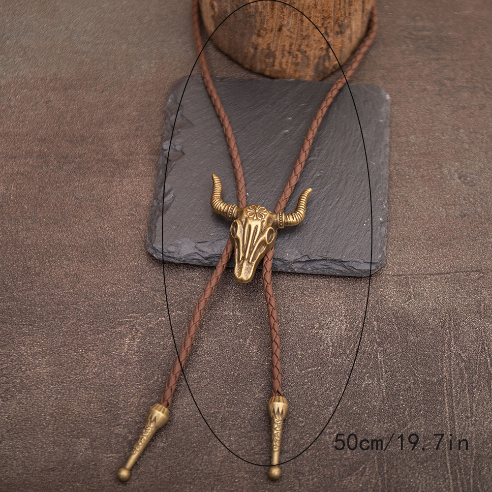 Wholesale Cow Head Alloy Accessories Polo Tie Collar Necklace