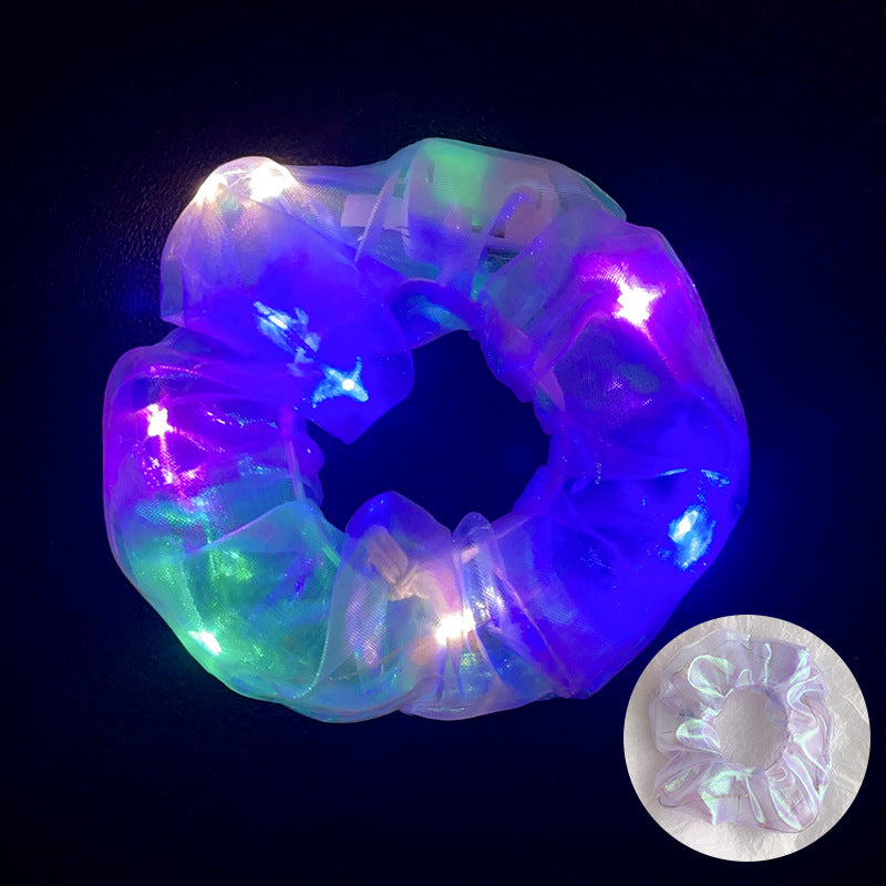 Wholesale Led Luminous Large Intestine Hair Ring DIY Night Light Flower Shiny Fat Intestine Head Rope Nightclub Rubber Band Hair Accessories