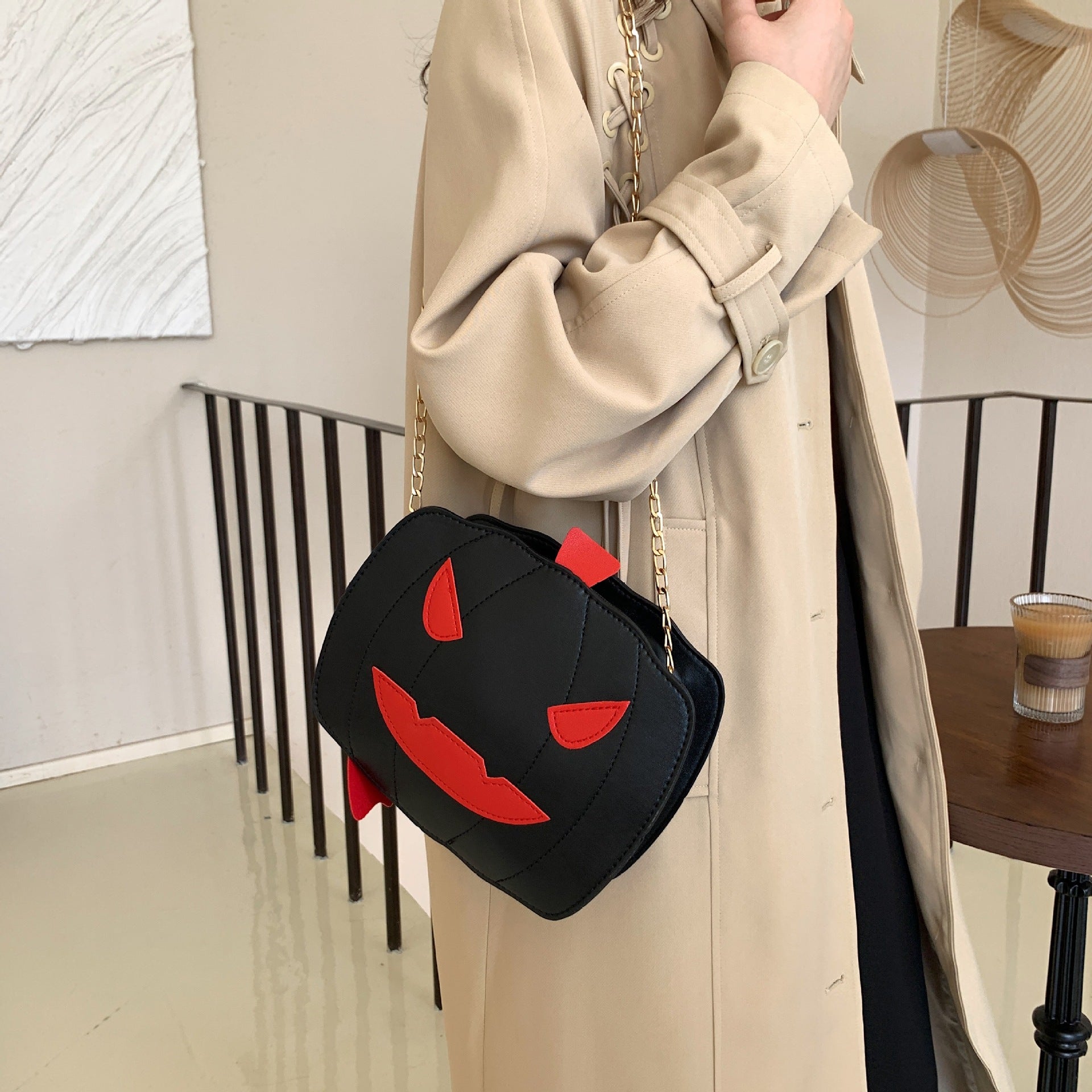 Wholesale Funny Halloween Pumpkin PU Single Shoulder Diagonal Chain Small Bag