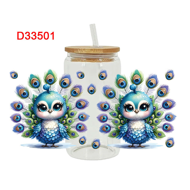 Wholesale Colorful flowers cute animals 16oz Cup UV DTF Wraps