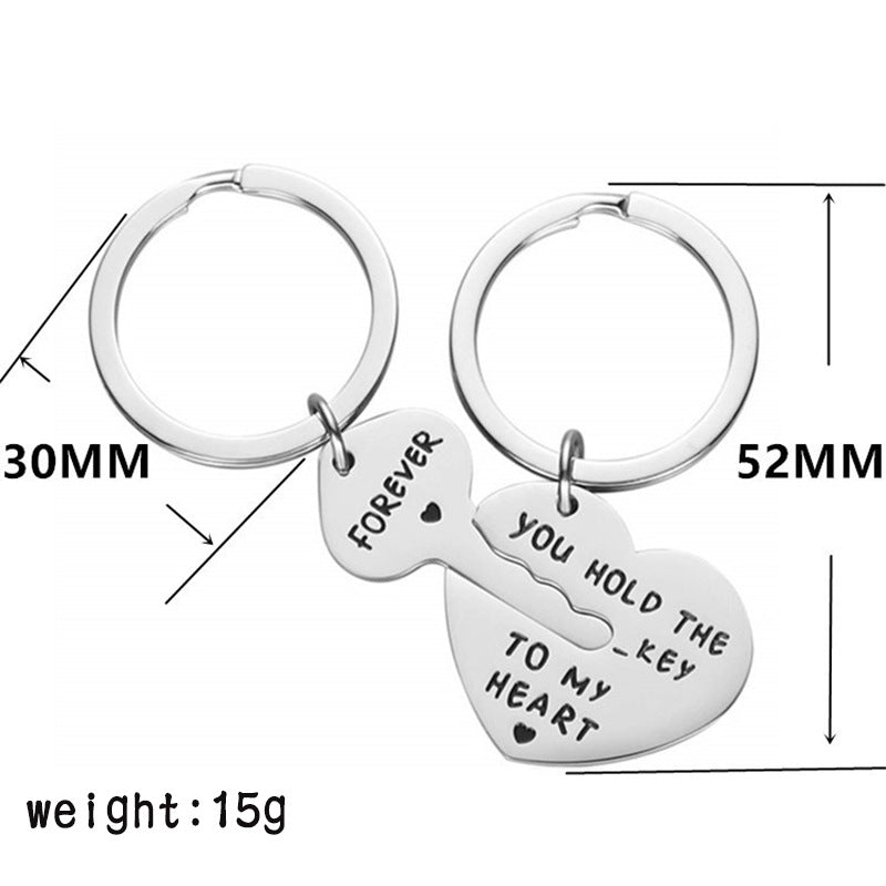 Wholesale Valentine's Day Gift Love Lock Puzzle Stainless Steel Engraving Keychain