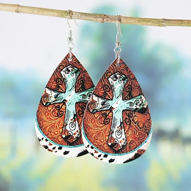 Wholesale Vintage Tree of Life Leather Earrings