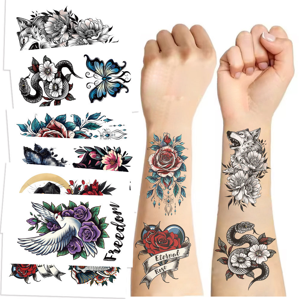 Wholesale 10pcs/pack Flower Series Tattoo Sticker Waterproof Party Party Gift Funny Fun Face Sticker