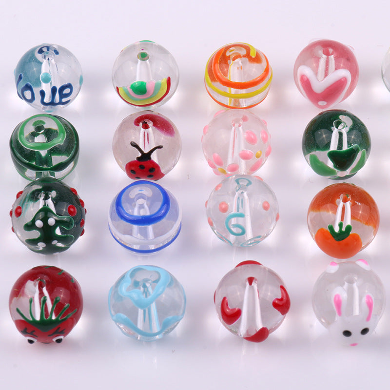 Cuentas de dispersión de dispersión recta de vidrio pintado a mano de aceite de goteo al por mayor