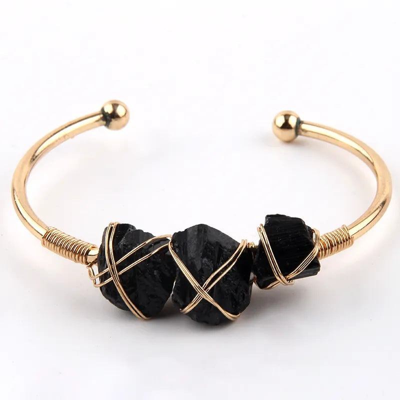 Wholesale Natural Stone Fashion Crystal Open Bracelet