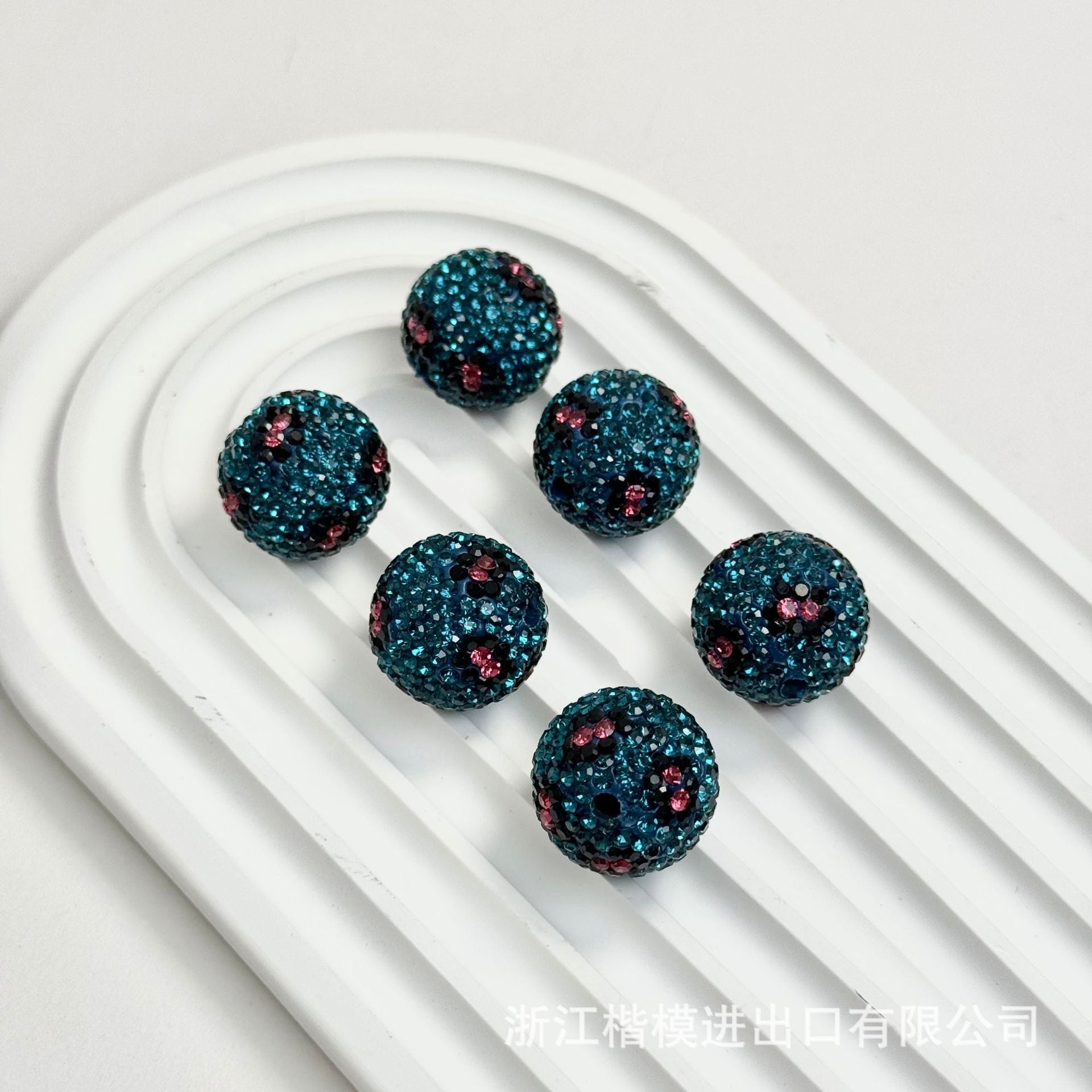 Wholesale 50PCS DIY Leopard Print Ball Hollow Rhinestone Ball Spacer Beads