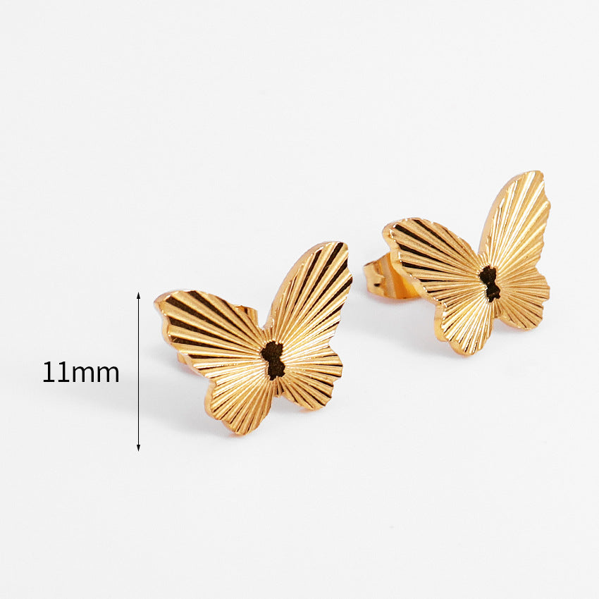 Wholesale 18K Gold Plated Butterfly Titanium Steel Earrings