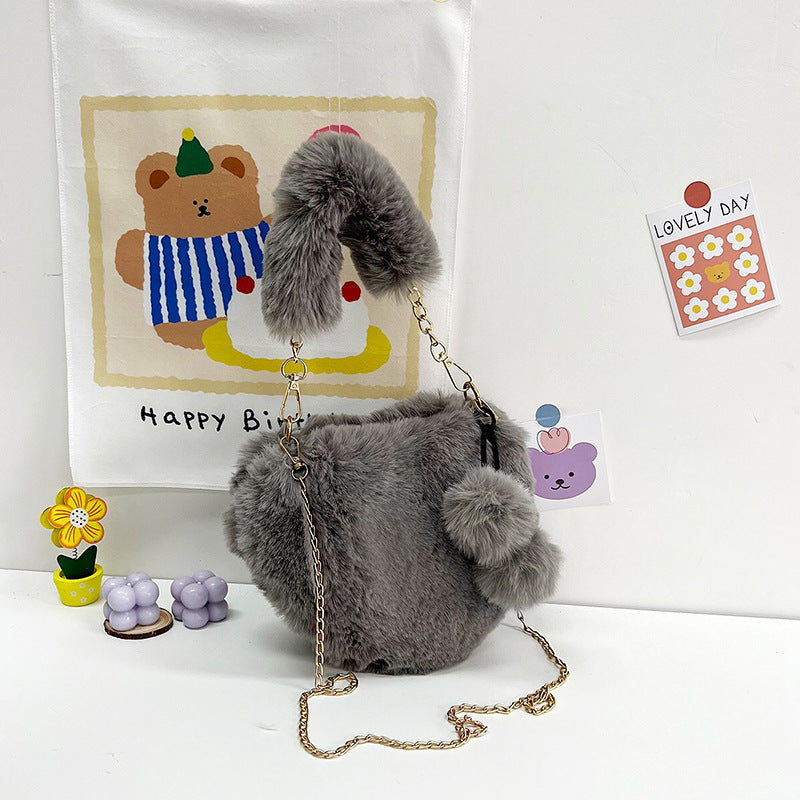 Wholesale Plush Heart Chain Shoulder Messenger Bag