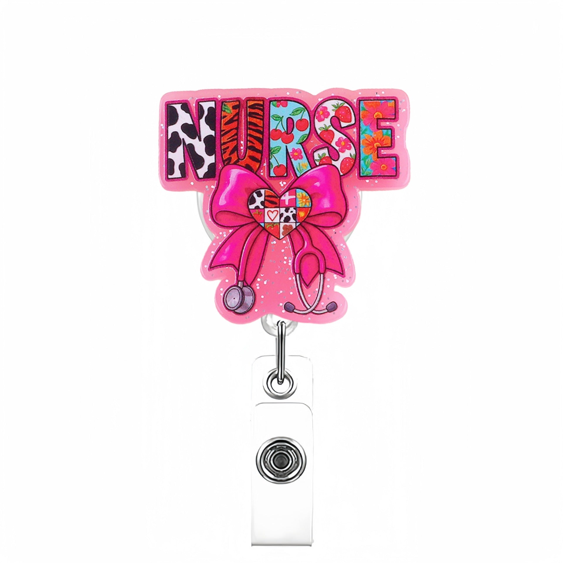 Wholesale acrylic stethoscope bow nurse themed telescopic rotating clip