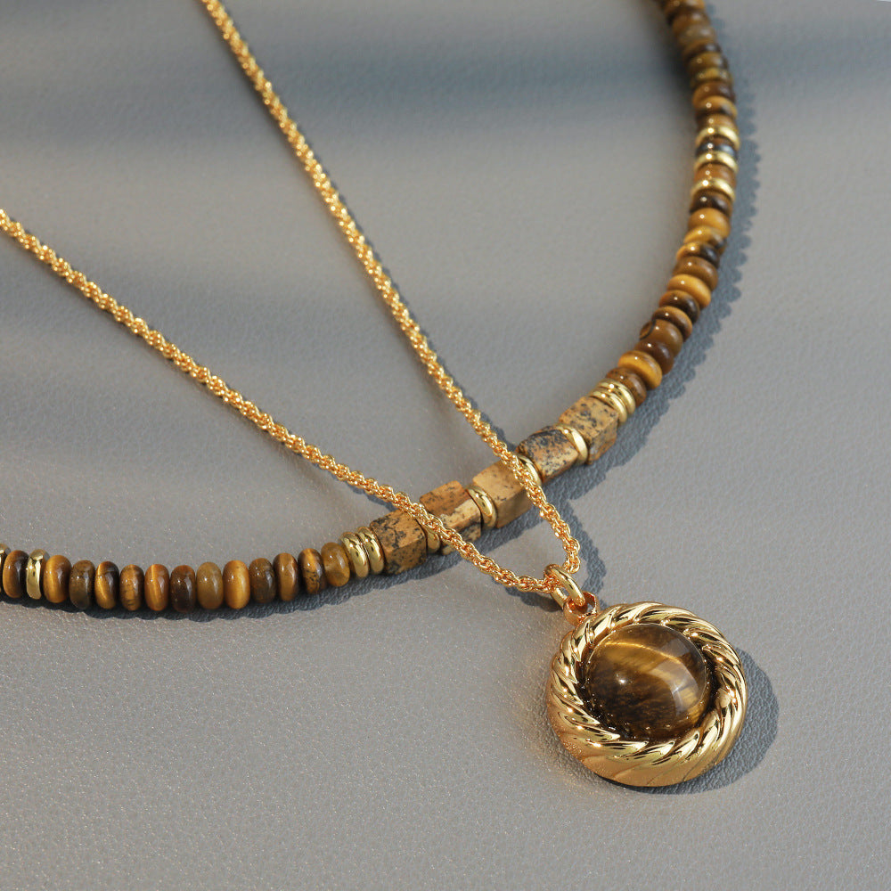 Wholesale Melad Natural Stone Beaded Color blocked Four Piece Necklace Set