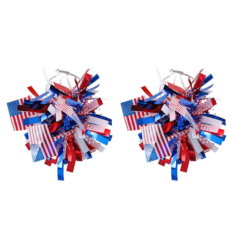 Wholesale Independence Day Red White Blue Bright Silk Earrings