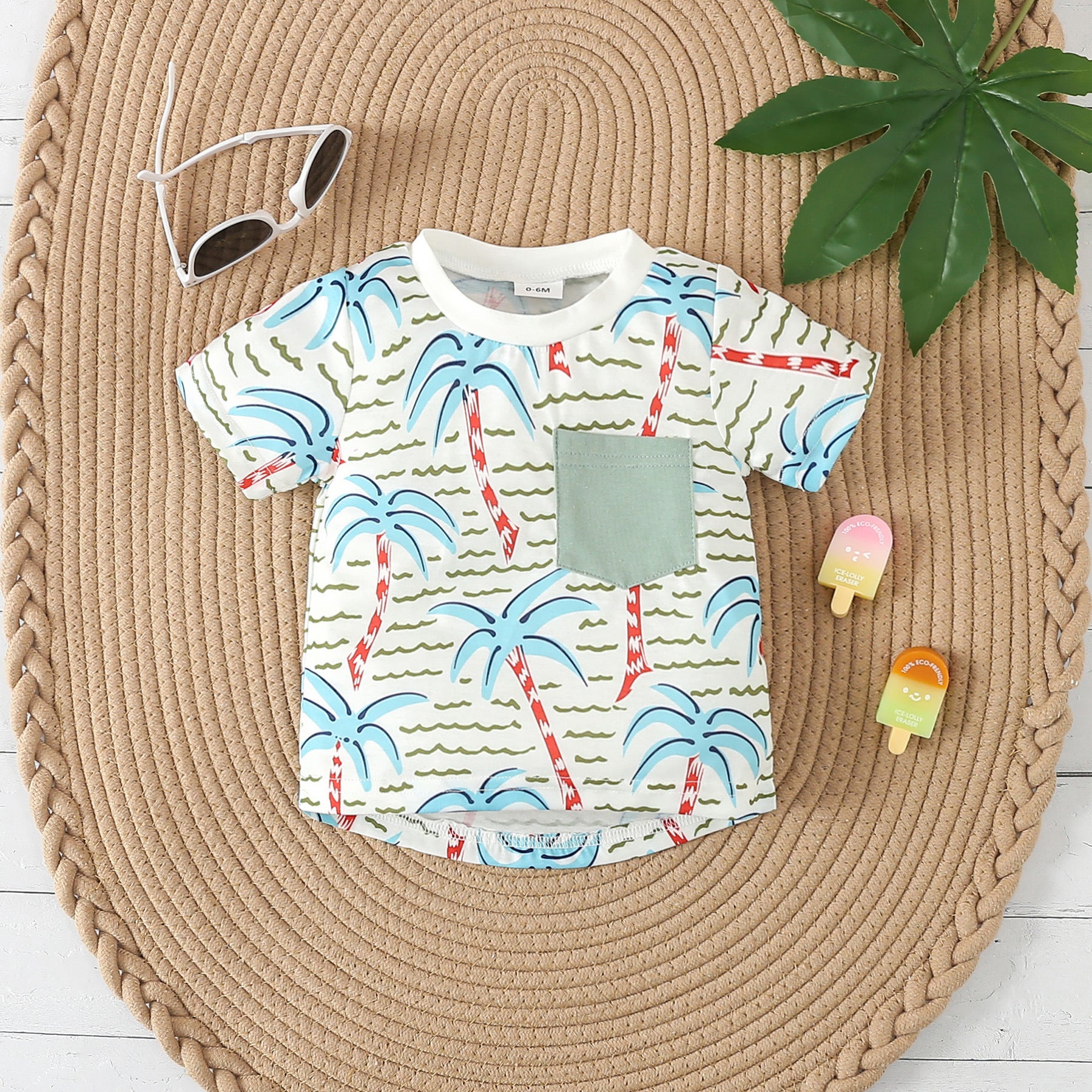 Wholesale Summer Leisure Rainforest Printed T-shirts and Shorts Cotton Baby Sets