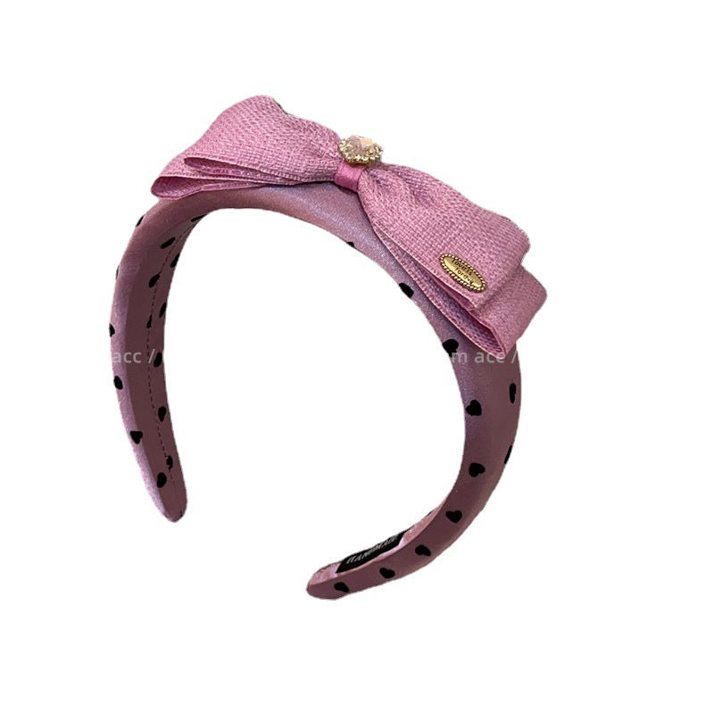 Wholesale Pink Rhinestone Bow Sponge Headband