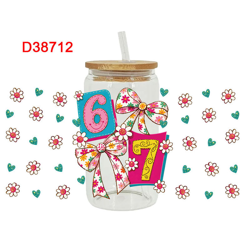 Wholesale UV transfer sticker for glass cups crystal label crystal sticker 16OZ UV DTF WRAPS