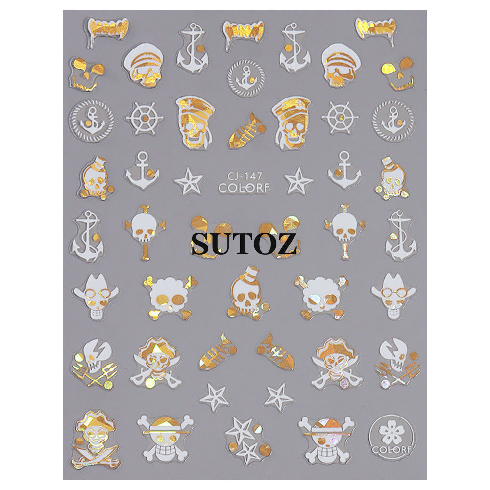 Wholesale 3pcs/pack cartoon platinum nail art stickers