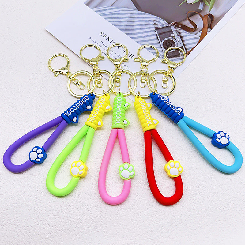 Wholesale Cat Claw PVC Leather Rope Keychain