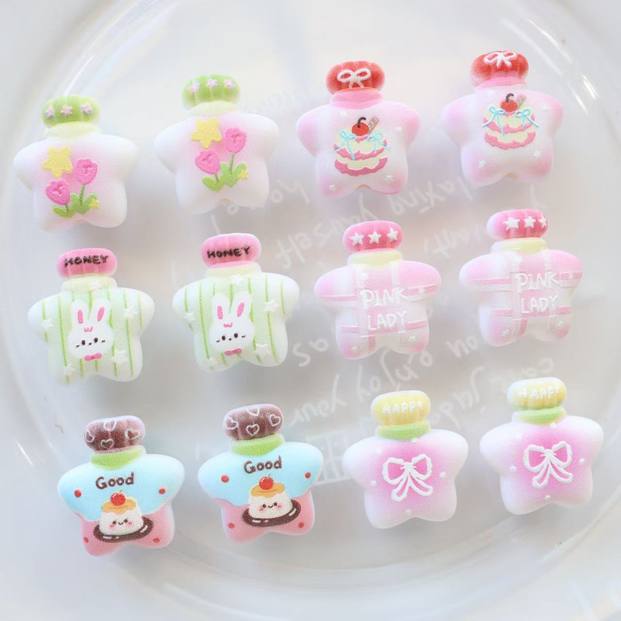Wholesale 10pcs Wishing bottle embossed printed frosted star bottle DIY beads