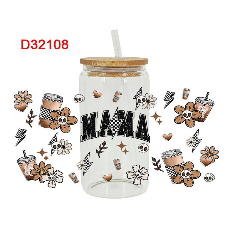 Wholesale Flower Bow Mother's Day  16oz Cup UV DTF Wraps