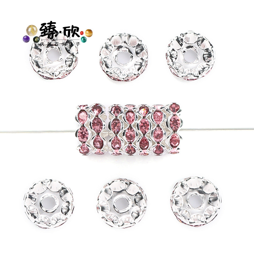 Wholesale 60pcs 12MM Color Wave Rhinestone Diamond Ring Spacer Beads