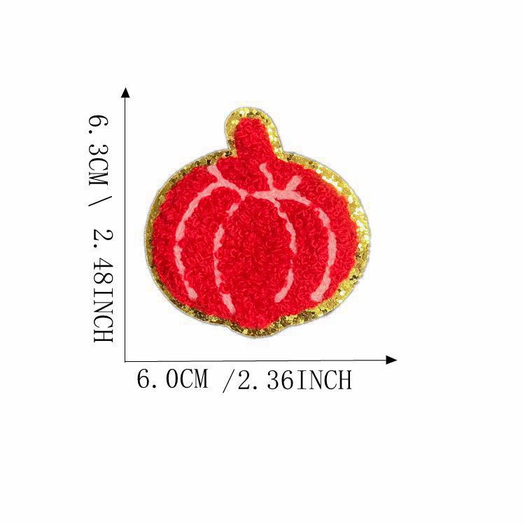 Wholesale Christmas  Gold Edge Chenille Embroidered Patches Self Adhesive Clothing Accessory For Coats Party Craft Supply