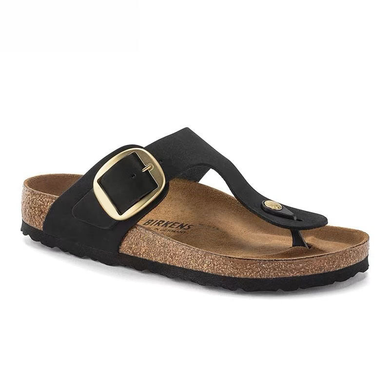 Wholesale Birkenth Shoes Pure Original Cork Women Thong Sandals Genuine Leather Slippers