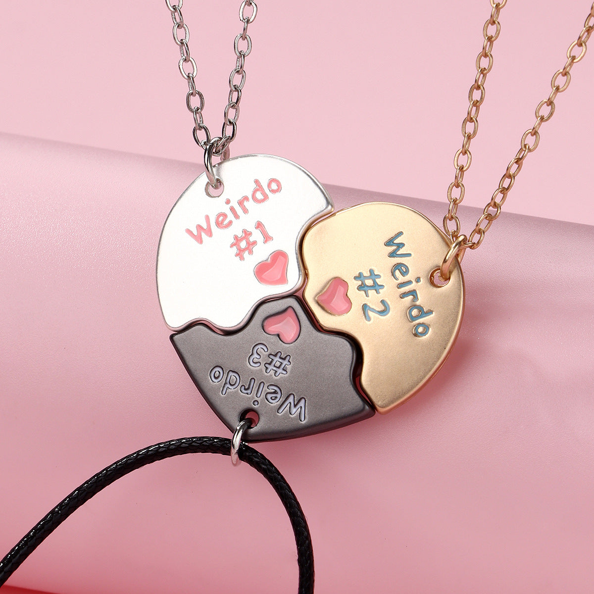 Wholesale children' s necklace three-piece set necklace heart-shaped clavicle chain