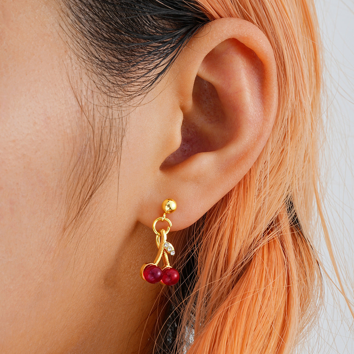 Wholesale Diamond studded red cherry Necklace Set