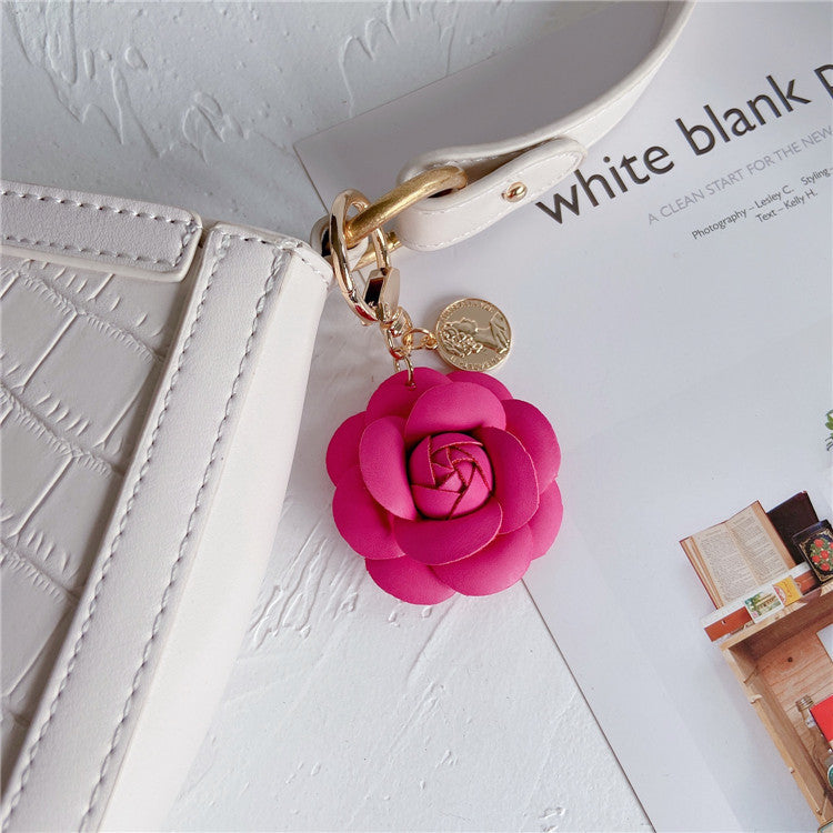 Wholesale Fashion leather Camellia car keychain