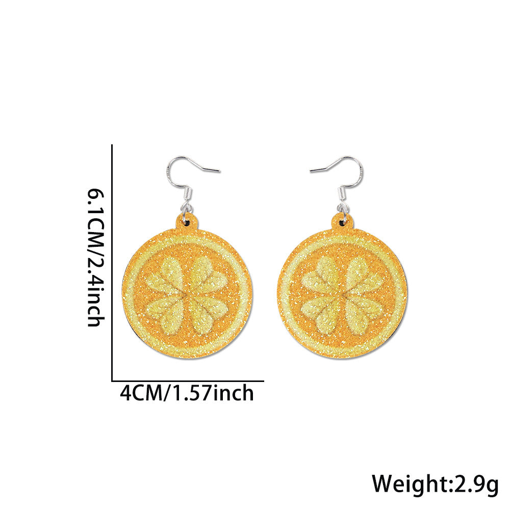 Wholesale St.  Patrick' s Day glitter green shamrock earrings