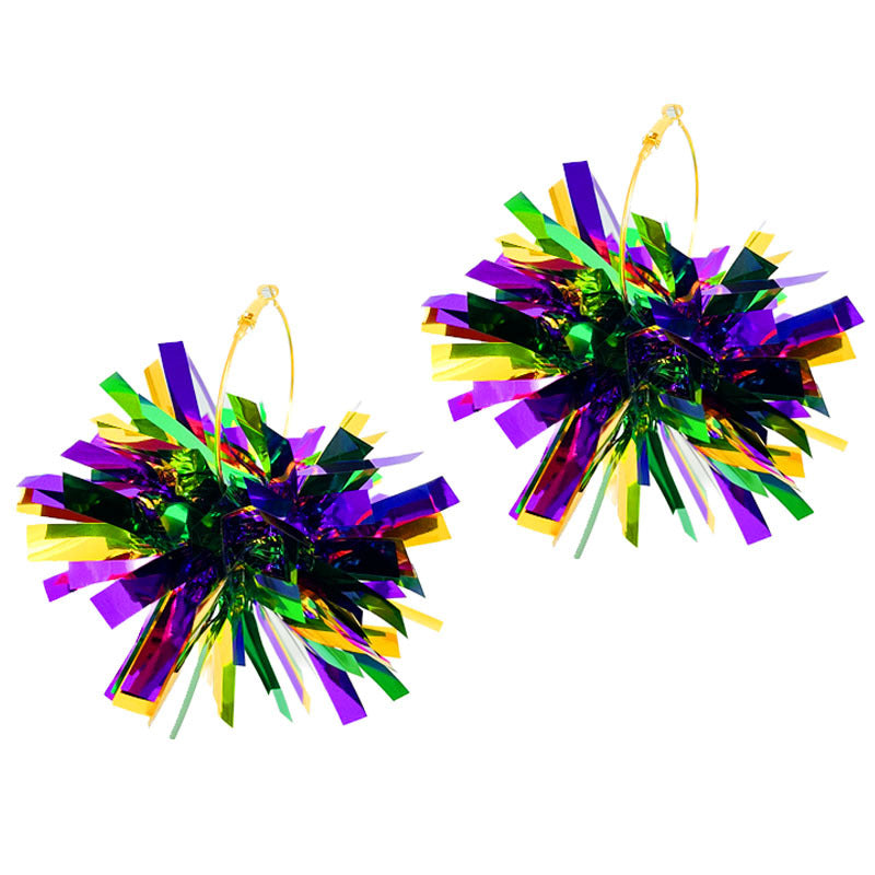 Wholesale 2 Pairs/pack Carnival Shiny Big Ball Fireworks  Mardi Gras Earrings