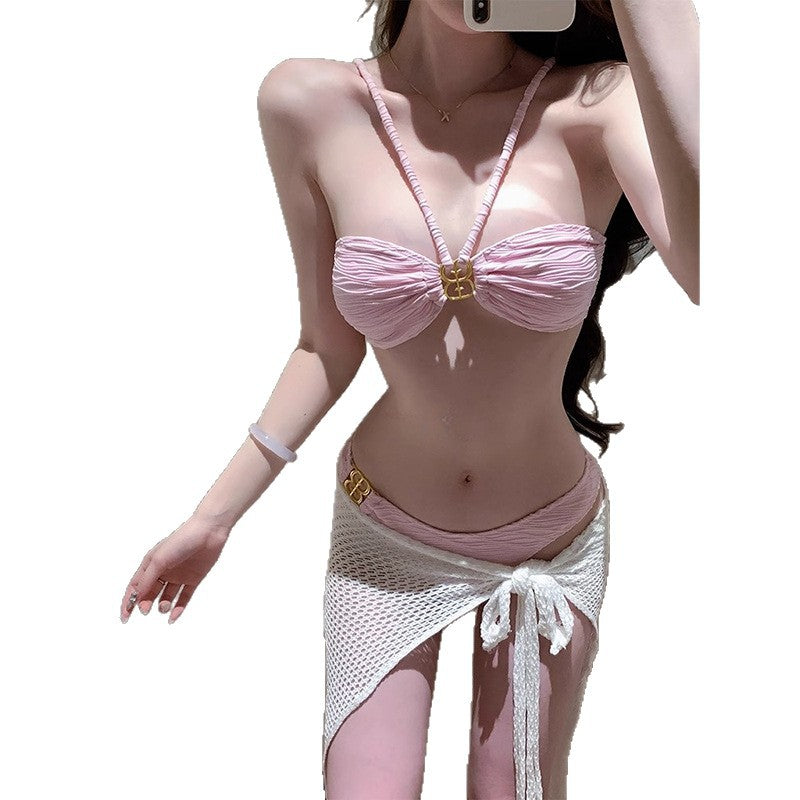 Wholesale Three-piece tube top fishnet dress