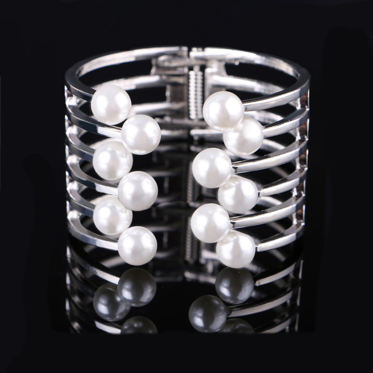 Wholesale Pearl double-layer semi open Layered Bracelet Set
