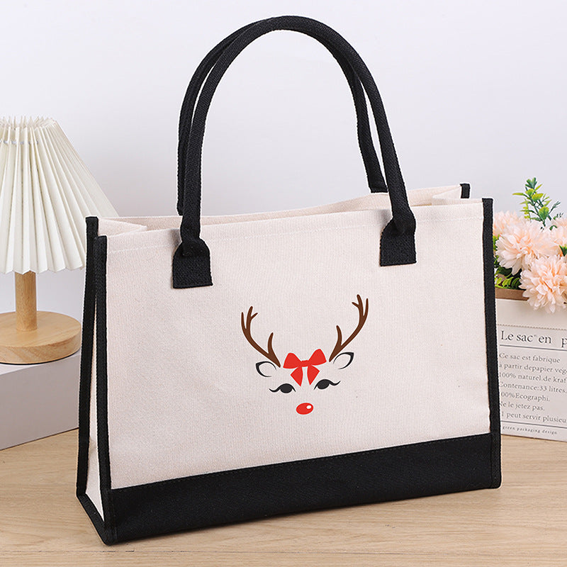 Wholesale Christmas Large Capacity Printed Canvas Shoulder Bag