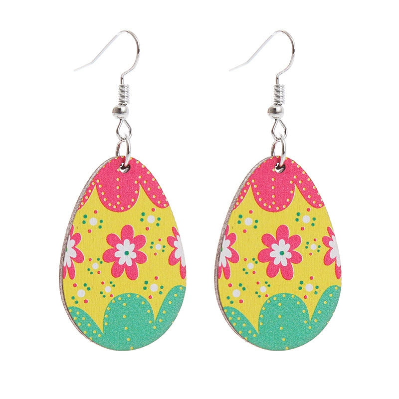 Wholesale Easter rabbit Flower Basket Cute Wood Earrings