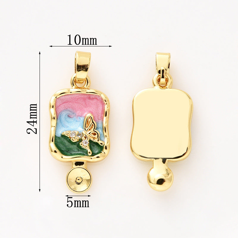 Wholesale Pearl Necklace Melon Buckle Pendant Oil Dropping Oil Painting Style Rose DIY Pearl Necklace Sweater Chain Accessories New