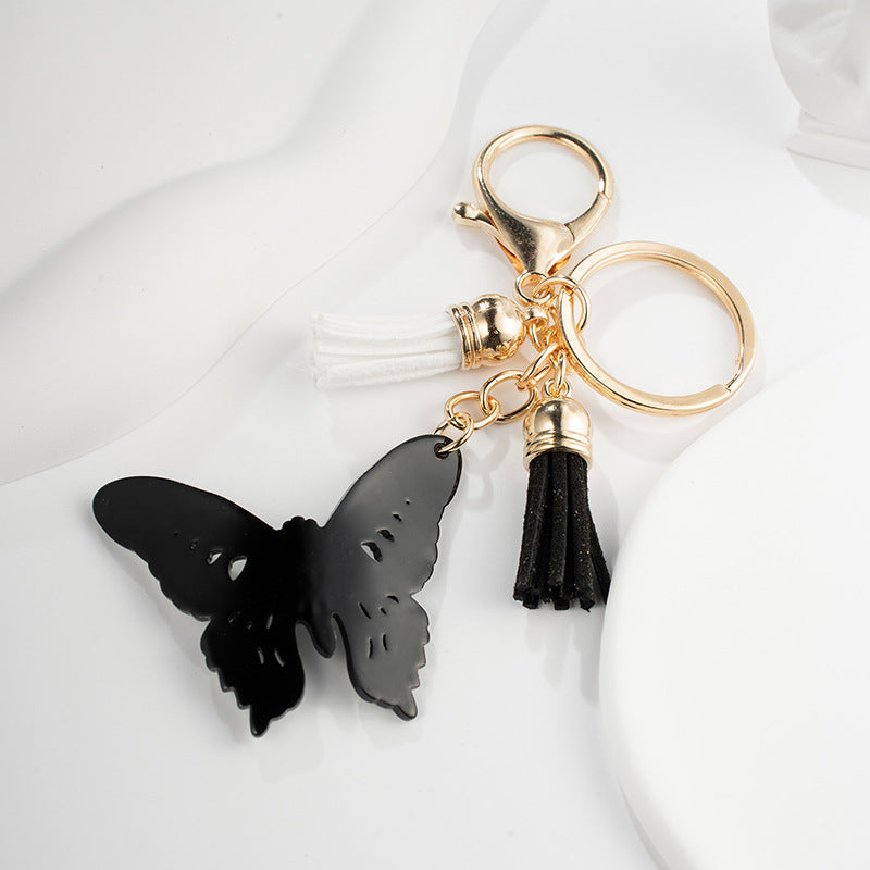 Wholesale Hollow Butterfly Tassel Metal Keychain