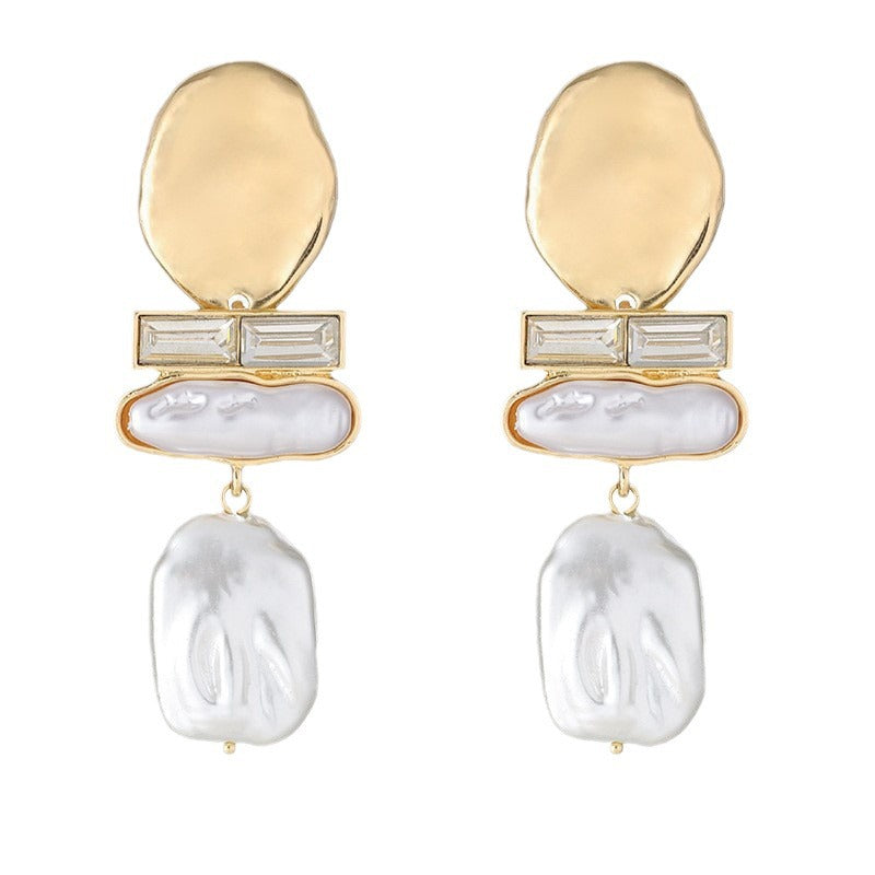 Wholesale Alloy Inlaid Baroque Pearl Earrings