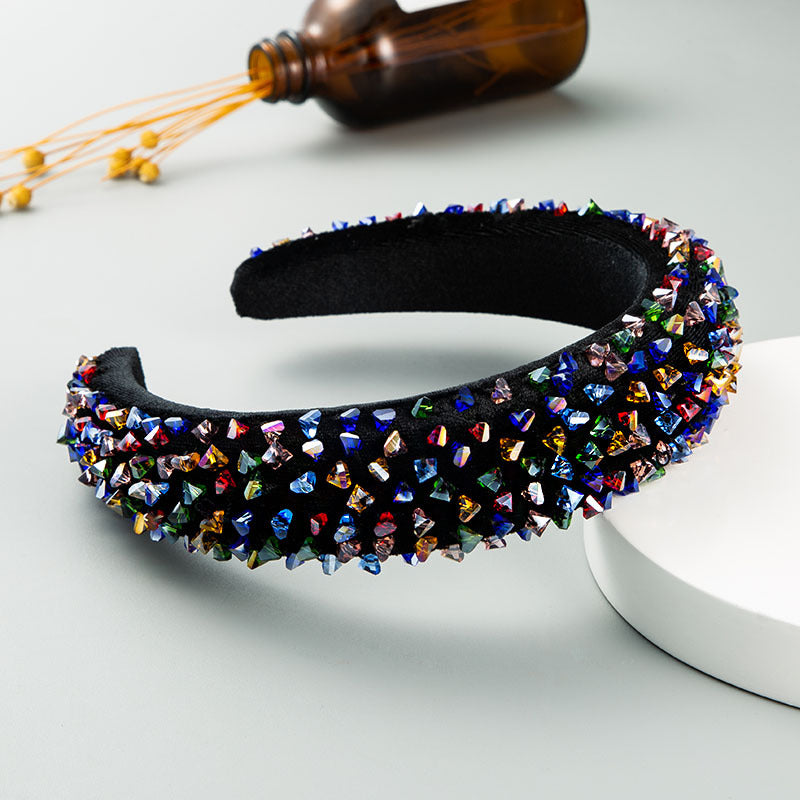 Wholesale Baroque Shaped Colored Crystal Thin Sponge Headband Hair Accessories