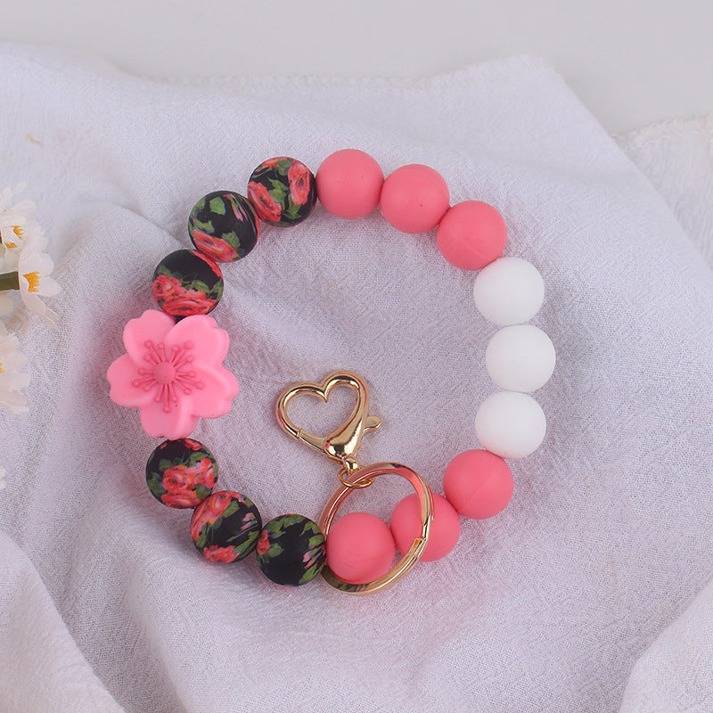 Wholesale Silicone Begonia Daisy Keychain Flower Bracelet