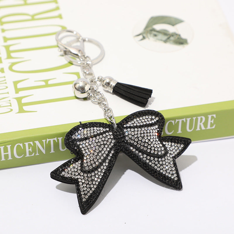 Wholesale 12pcs creative bow rhinestone keychain cute rhinestone bag tassel pendant
