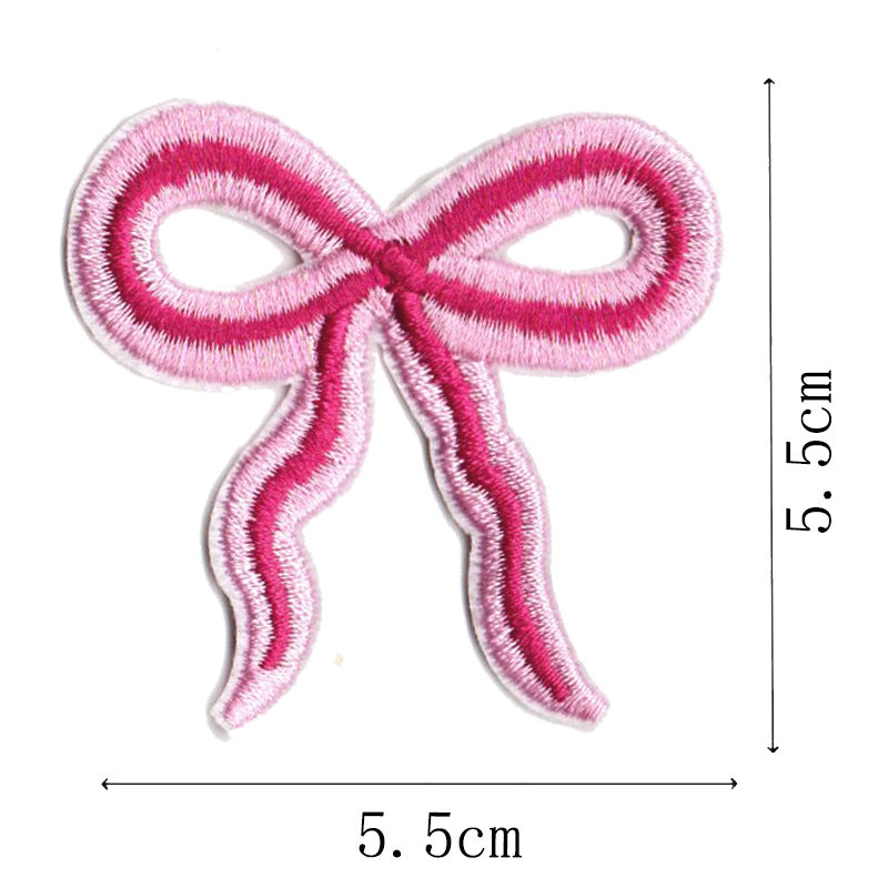 Wholesale Pink bow embroidery DIY Patches