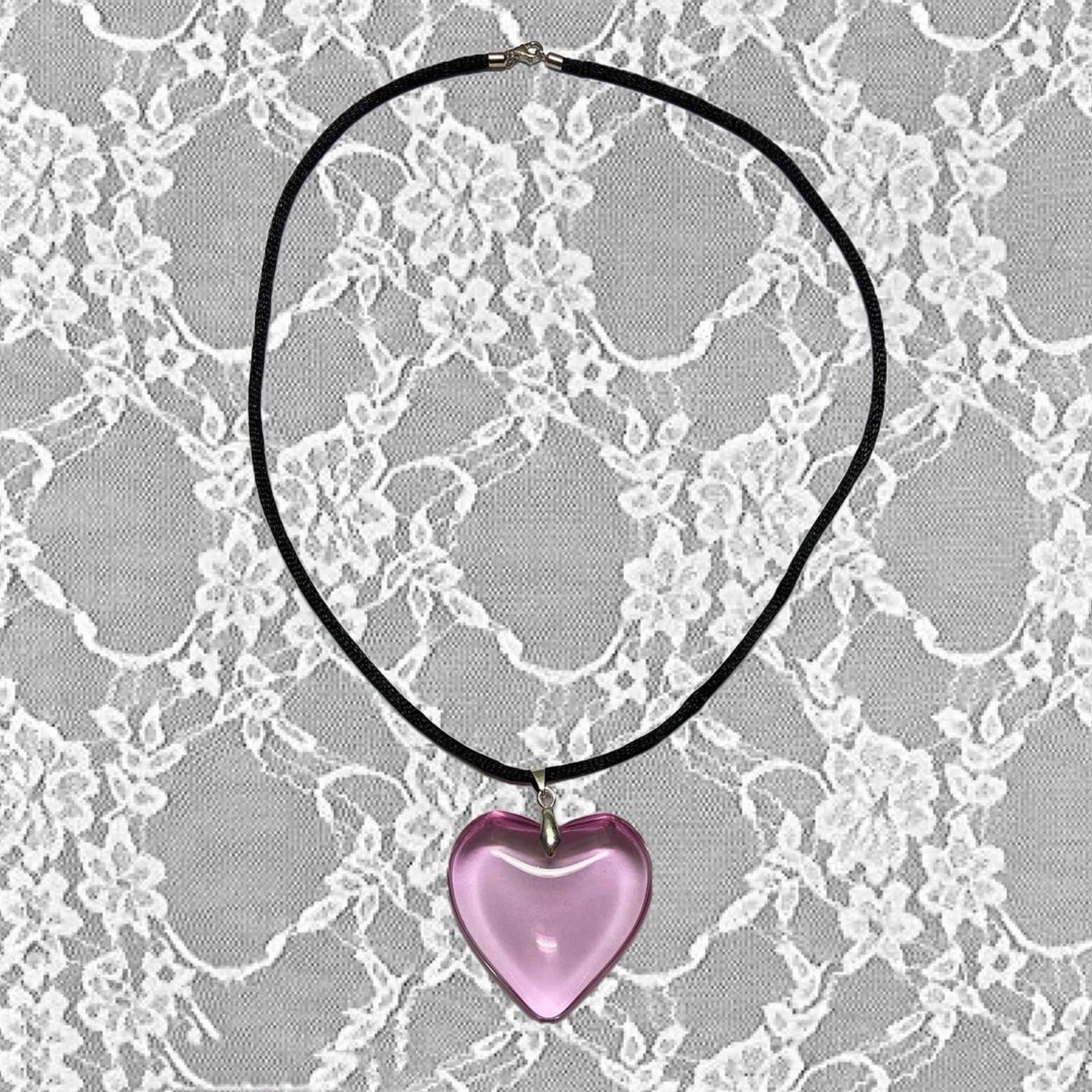 Wholesale Glass Colorful Heart Pendant Necklaces