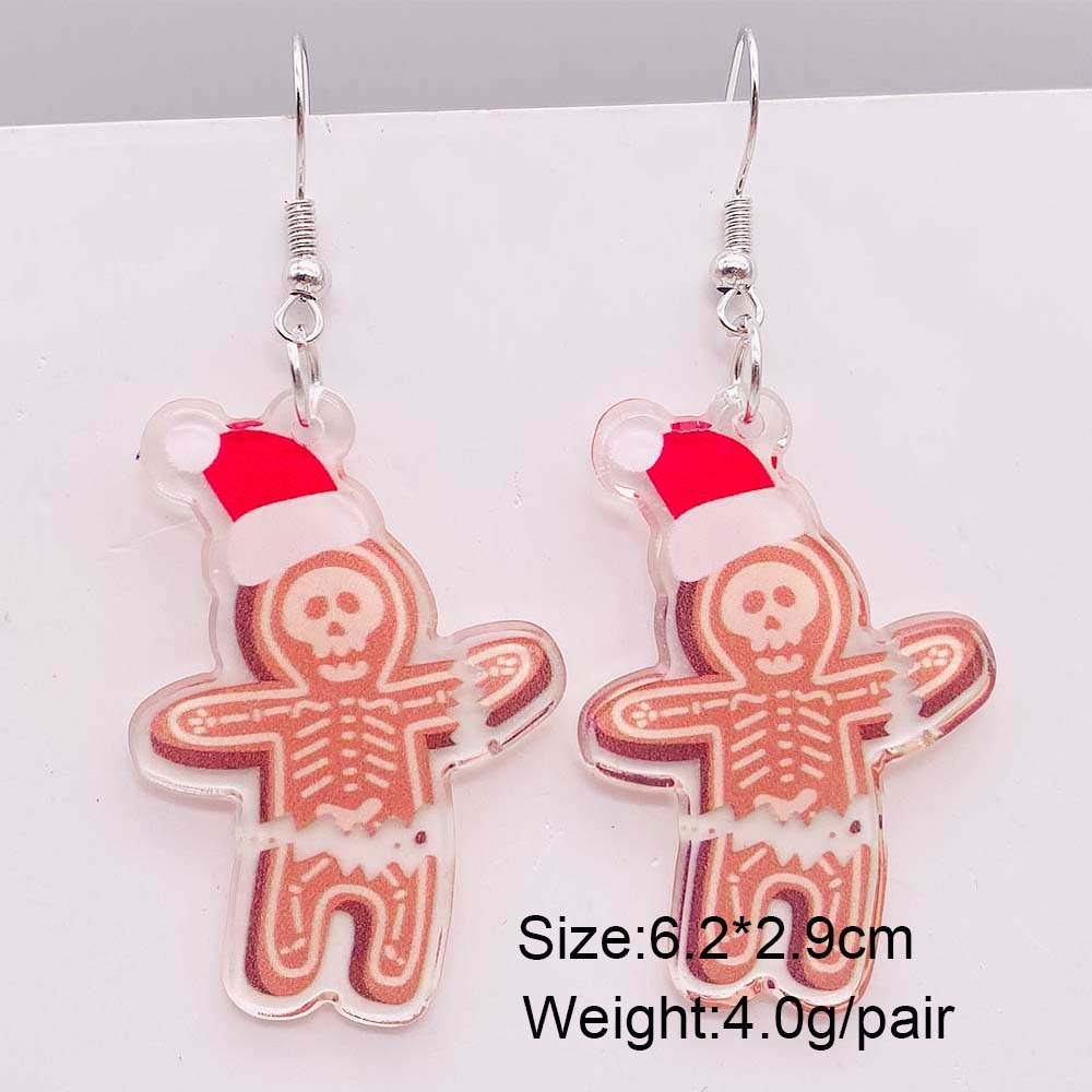 Wholesale Horror Christmas Gingerbread Man Skull Acrylic Earrings