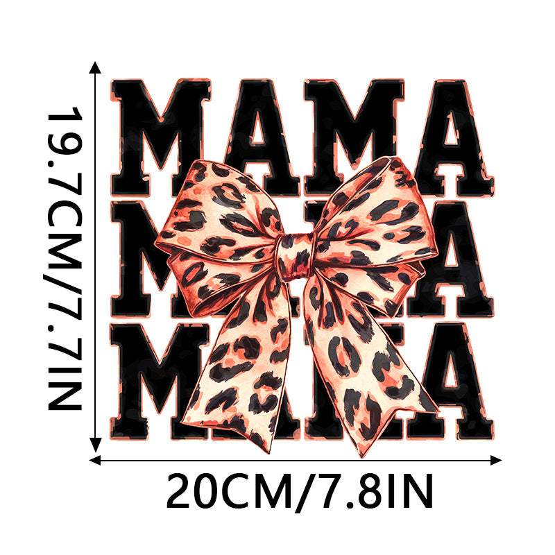 Wholesale 10pcs Leopard print bow Mother's Day UV DTF Ready to Press Transfers Wraps