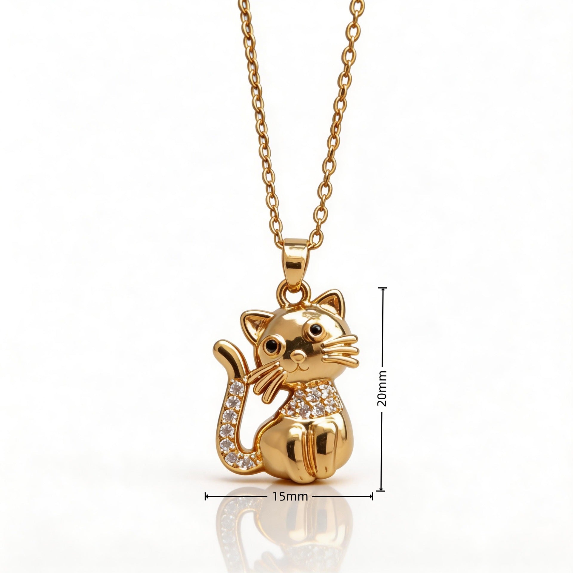 Wholesale Cat Necklace Titanium Steel Zircon Pendant