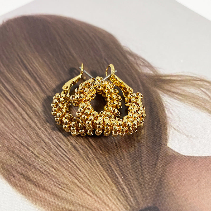 Wholesale Bead Circle Pearl Handmade Niche High-end Earrings